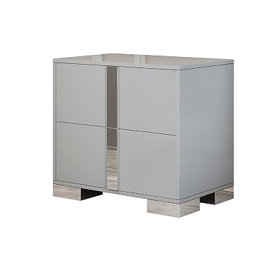 Trikiousd Mirrored Nightstand Bedside Table Drawers End Table with Metal Foot