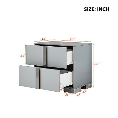 Trikiousd Mirrored Nightstand Bedside Table Drawers End Table with Metal Foot