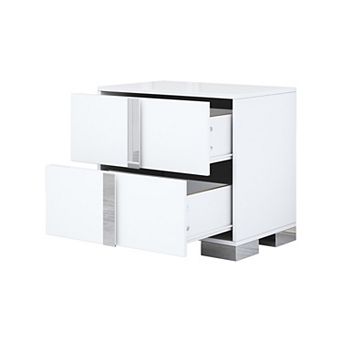 Trikiousd Mirrored Nightstand Bedside Table Drawers End Table with Metal Foot
