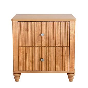 Trikiousd Mid Century Modern Fluted Nightstand Wooden Bedside End Table Side Table with 3 Drawers