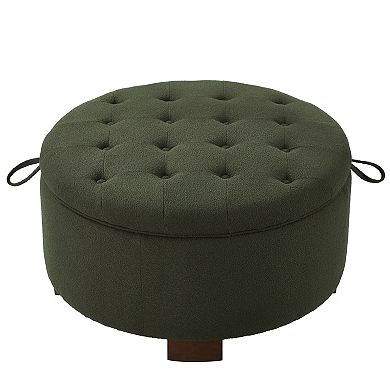 Trikiousd Boucle Round Storage Ottoman, Reversible Lid Coffee Side Table Footstool