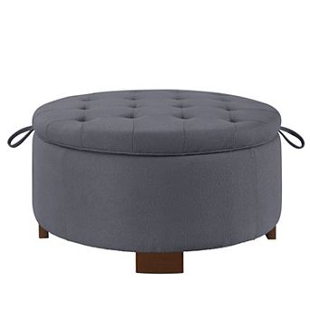 Trikiousd Boucle Round Storage Ottoman, Reversible Lid Coffee Side Table Footstool