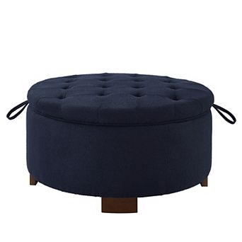Trikiousd Boucle Round Storage Ottoman, Reversible Lid Coffee Side Table Footstool