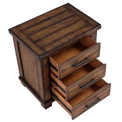 Trikiousd Rustic 3 Drawers Nightstand Reclaimed Solid Wood Side Table