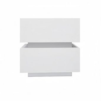 Trikiousd High Gloss Nightstand RGB LED Lights Bedside Table