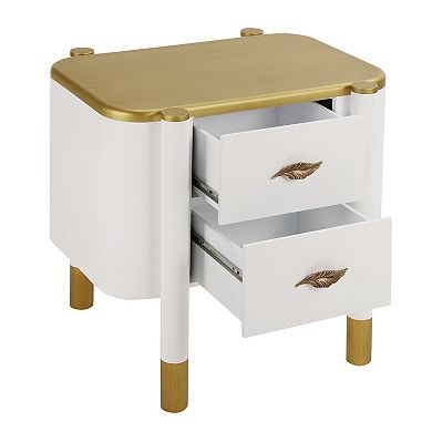 Trikiousd Curved Nightstand 2 Drawers Cabinet Bedside Table