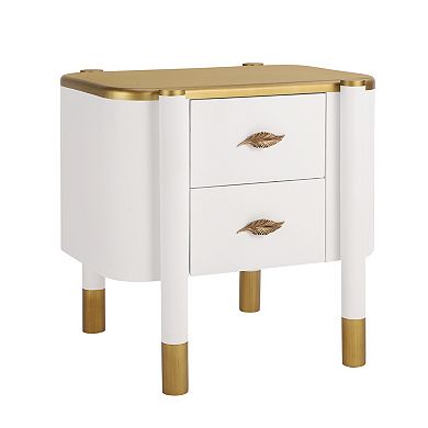 Trikiousd Curved Nightstand 2 Drawers Cabinet Bedside Table