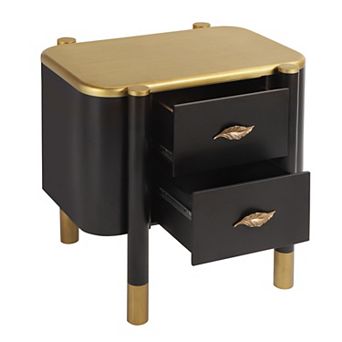 Trikiousd Curved Nightstand 2 Drawers Cabinet Bedside Table