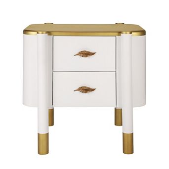 Trikiousd Curved Nightstand 2 Drawers Cabinet Bedside Table