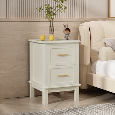 Trikiousd Bedroom Bedside Table Nightstand with 2 Drawers, Wooden Accent Table for Small Spaces