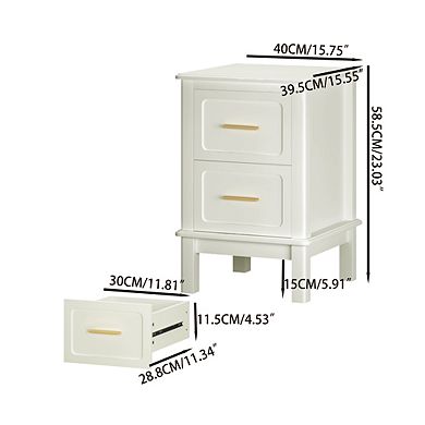 Trikiousd Bedroom Bedside Table Nightstand with 2 Drawers, Wooden Accent Table for Small Spaces