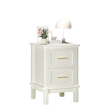 Trikiousd Bedroom Bedside Table Nightstand with 2 Drawers, Wooden Accent Table for Small Spaces