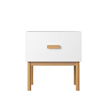 Trikiousd Modern Small Nightstand Bedside Table with Drawer and Wood Legs