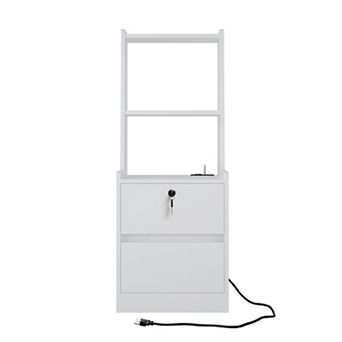 Trikiousd Smart Nightstand with Charging Station, Bedside Table with USB Night Light & Bookshelf