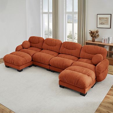 Trikiousd Large Modular Sectional Sofa Chenille Sofa Leisure Couch with 2 Ottomans