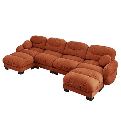 Trikiousd Large Modular Sectional Sofa Chenille Sofa Leisure Couch with 2 Ottomans