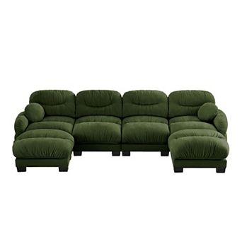 Trikiousd Large Modular Sectional Sofa Chenille Sofa Leisure Couch with 2 Ottomans