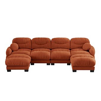 Trikiousd Large Modular Sectional Sofa Chenille Sofa Leisure Couch with 2 Ottomans