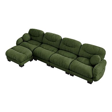Trikiousd Modular Sofa and Ottoman Set, L Shape Chenille Sectional Couch