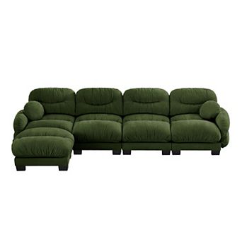 Trikiousd Modular Sofa and Ottoman Set, L Shape Chenille Sectional Couch
