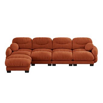 Trikiousd Modular Sofa and Ottoman Set, L Shape Chenille Sectional Couch