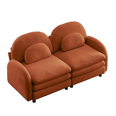 Trikiousd Teddy Fabric Loveseat Cloud-Style 2-Seater Couch Modular Sofa