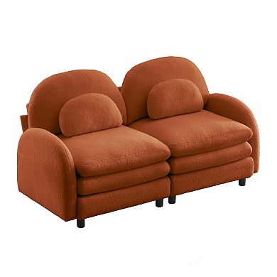 Trikiousd Teddy Fabric Loveseat Cloud-Style 2-Seater Couch Modular Sofa