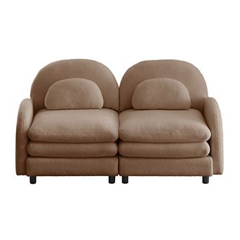 Trikiousd Teddy Fabric Loveseat Cloud-Style 2-Seater Couch Modular Sofa