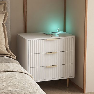 Trikiousd Smart Nightstand with Night Light & Charging Station
