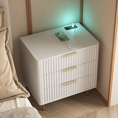Trikiousd Smart Nightstand with Night Light & Charging Station