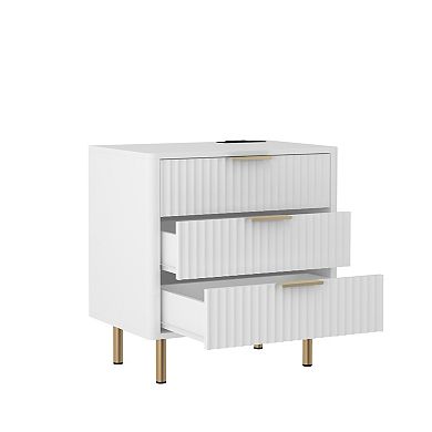 Trikiousd Smart Nightstand with Night Light & Charging Station