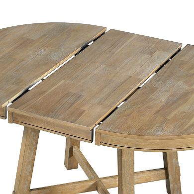 Trikiousd Wooden Round Extendable Dining Table X-Shaped Pedestal Base Kitchen Table