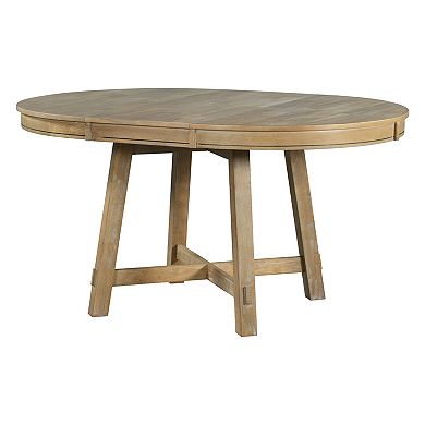 Trikiousd Wooden Round Extendable Dining Table X-Shaped Pedestal Base Kitchen Table