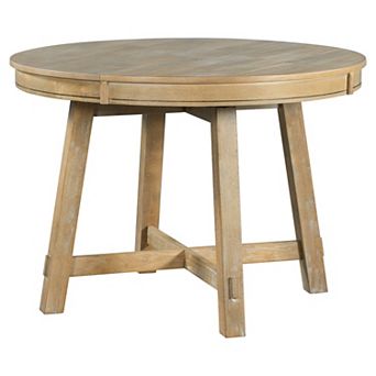 Trikiousd Wooden Round Extendable Dining Table X-Shaped Pedestal Base Kitchen Table