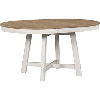 Trikiousd Wooden Round Extendable Dining Table X-Shaped Pedestal Base Kitchen Table