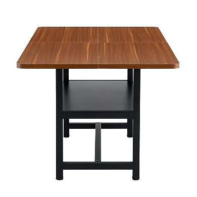 Trikiousd Rectangular Dining Table with Open Storage Shelf