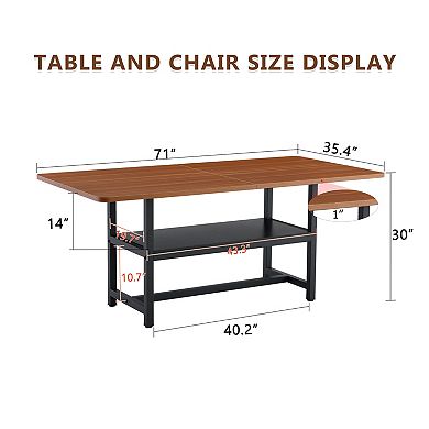 Trikiousd Rectangular Dining Table with Open Storage Shelf
