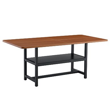 Trikiousd Rectangular Dining Table with Open Storage Shelf