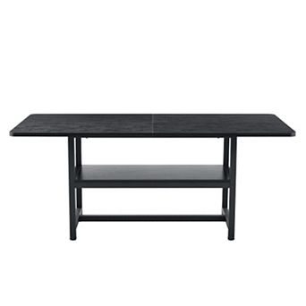 Trikiousd Rectangular Dining Table with Open Storage Shelf