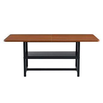 Trikiousd Rectangular Dining Table with Open Storage Shelf