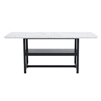 Trikiousd Rectangular Dining Table with Open Storage Shelf