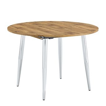 Trikiousd Round Extendable Dining Table Pull-Out Coffee Table Kitchen Foldable Table