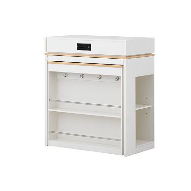 Trikiousd Extendable Dining Table Folding Kitchen Island Sideboard with Power Outlet