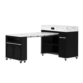 Trikiousd Extendable Dining Table Mobile Kitchen Island Sideboard