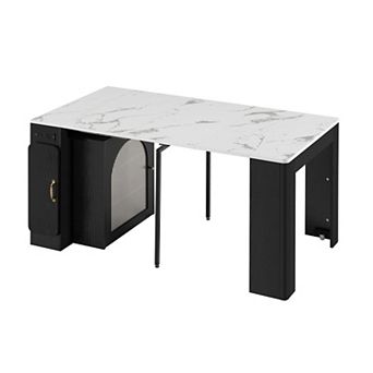 Trikiousd Extendable Dining Table Sideboard Island Table with Power Outlet