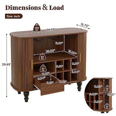Trikiousd Sliding Tambour Doors Wine Bar Cabinet Wine Coffee Station