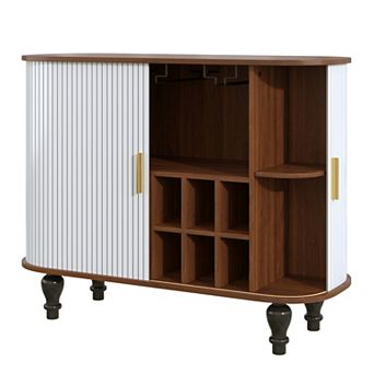 Trikiousd Sliding Tambour Doors Wine Bar Cabinet Wine Coffee Station