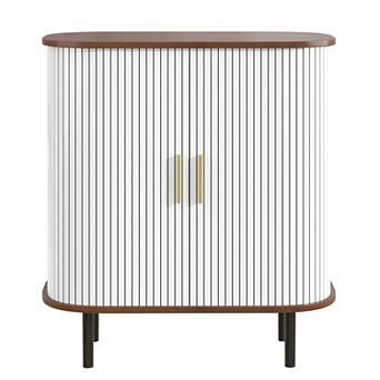 Trikiousd Fluted Wine Bar Cabinet with Glass Holders & Wine Racks, Liquor Coffee Station