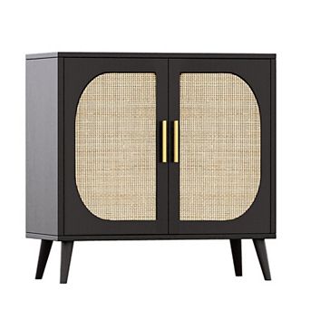 Trikiousd Rattan Doors Sideboard Buffet Cabinet with Storage