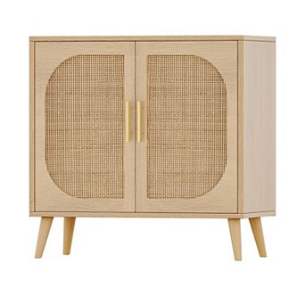 Trikiousd Rattan Doors Sideboard Buffet Cabinet with Storage